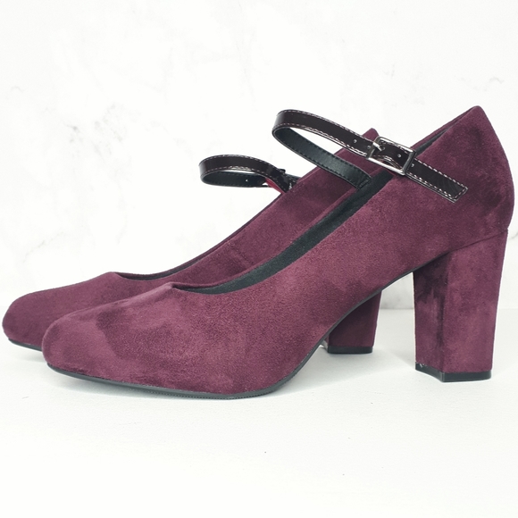 K Studio Chunky Block High Heel Velvet Mary Janes - Picture 2 of 11